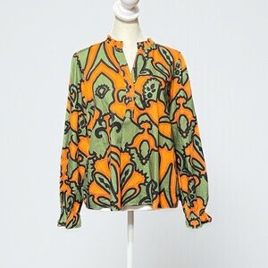 Women’s Orange & Olive Printed Blouse